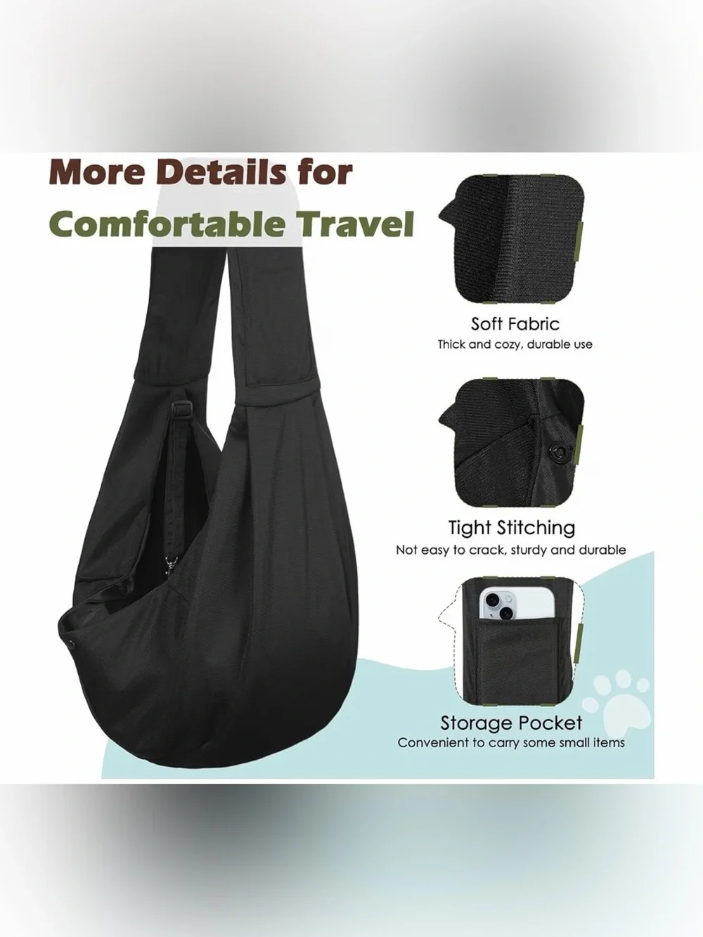 🐕‍🦺🐩Black Dog Sling Carrier - Comfortable Hands-Free Pet Carrier
